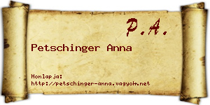 Petschinger Anna névjegykártya